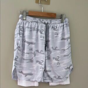 Gray Athletic Shorts with Camouflage Design